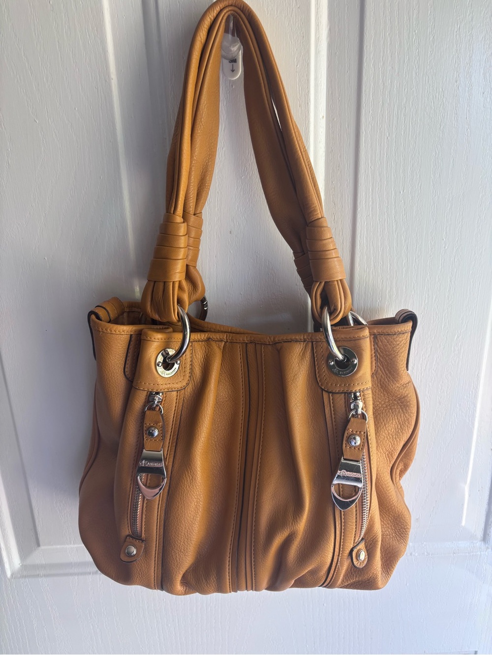 b. makowsky Mustard-Tan Leather Shoulder Bag
